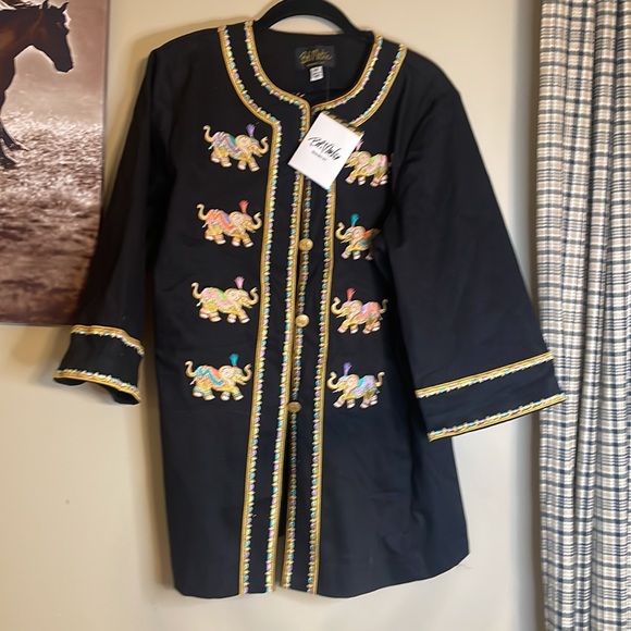 NWT Bob Mackie Wearable Art M Japanese Inspired Embroidered Elephant Jacket - Picture 7 of 7